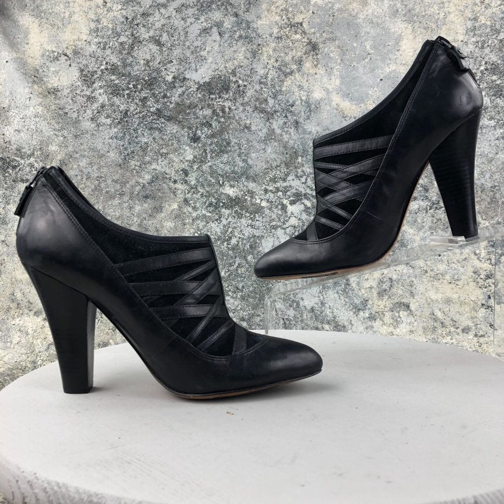 Modern Vintage Women's Size 39 Lil Ro Black Leather Pointed Toe Ankle Booties - Picture 8 of 12